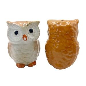 Ceramic Owl Salt & Pepper Shaker Set Fall Autumn Decor 2” Inch w/ Stoppers